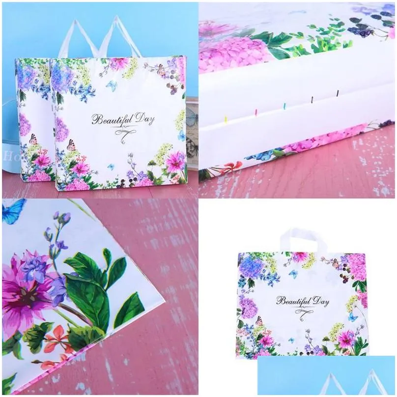 plastic shopping packing bag clothes ornament lady packaging bags womens fashion flowers butterflies handbags beautiful 0 69hh