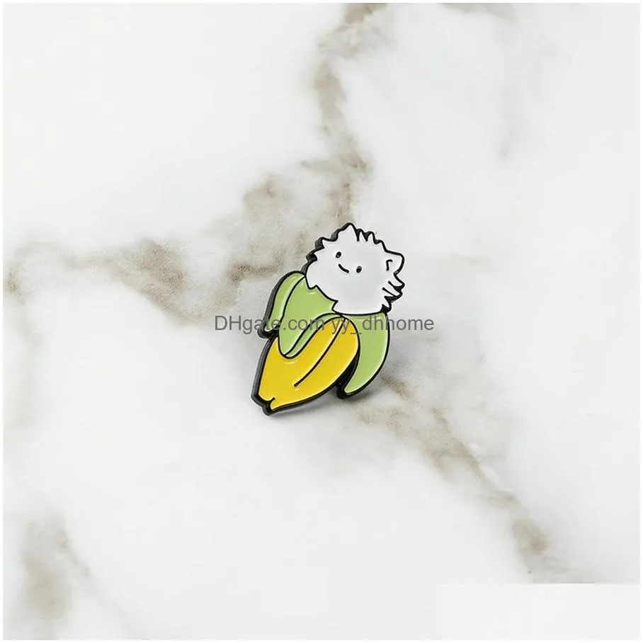 banana cat hedgehog animal brooch pins enamel lapel pin for women men top dress cosage fashion jewelry