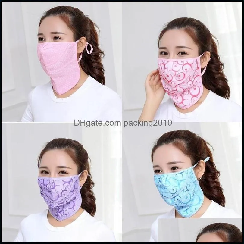 summer face mask neck protection masks breathing mouth face respirators lady printing sunscreen household protective 2 4gy uu