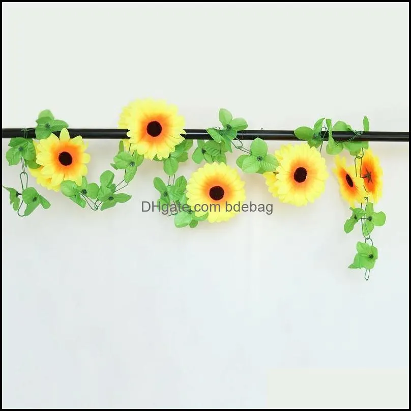 sunflower decorate artificial flower chain shape suspended ceiling plastic fake vines simulation flowers pipe decor party favor 4 58nx