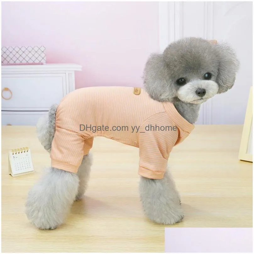 cartoon stripes pets puppy coat jacket outfit round neck summer 4 legs dog coat apparel pets supplies