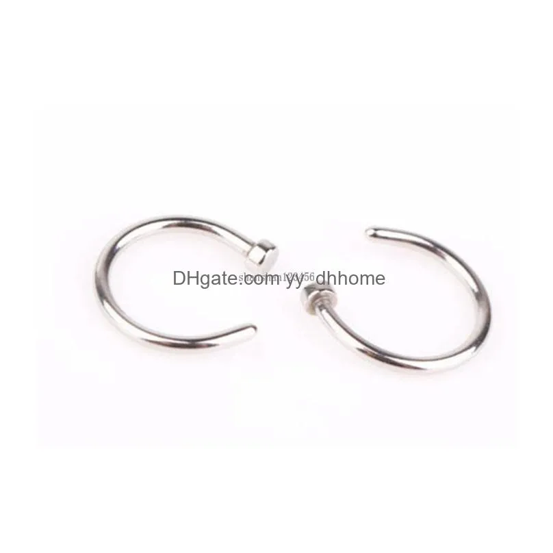 women c shape body piercing nose ring stud hoop hip hop stainless steel rings fashion jewelry