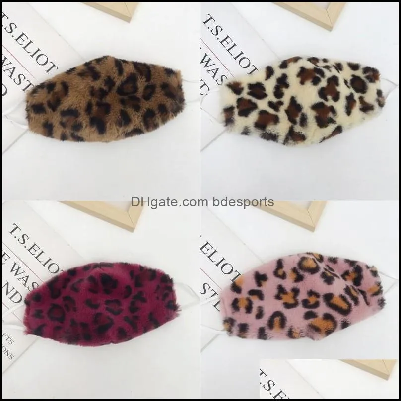 face mask fashion trend plush leopard mask winter warm windproof outdoor cycling masks washable reusable mouth masks 5 g2