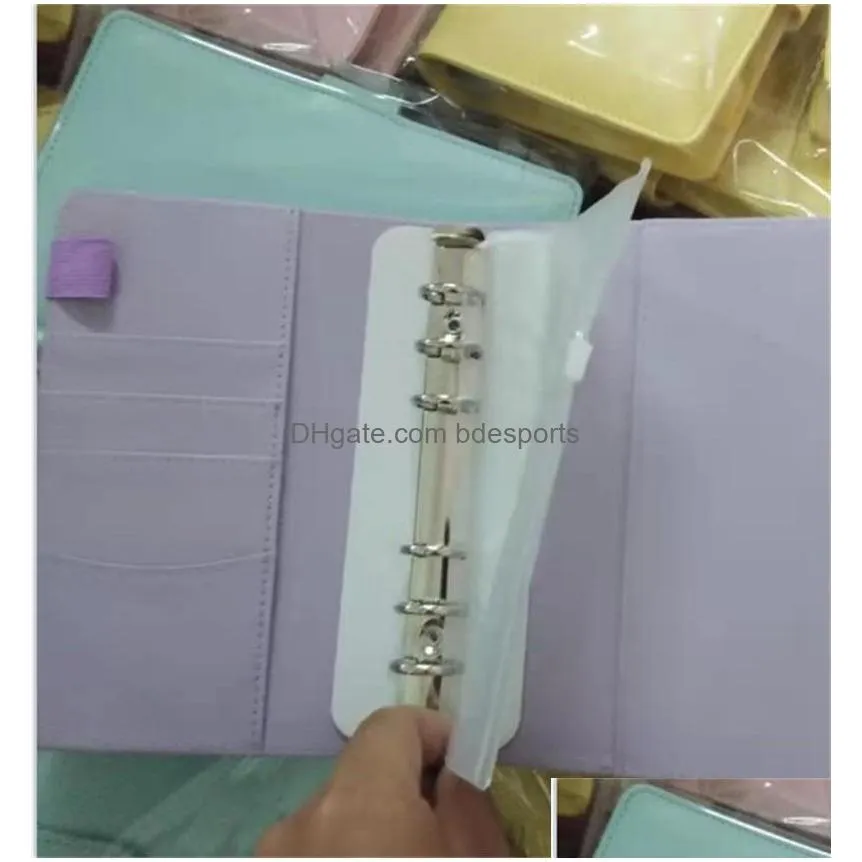 a6 pu leather notebook empty binder macaron color 19*13cm refillable 6 ring binder a6 filler paper magnetic buckle closure custom