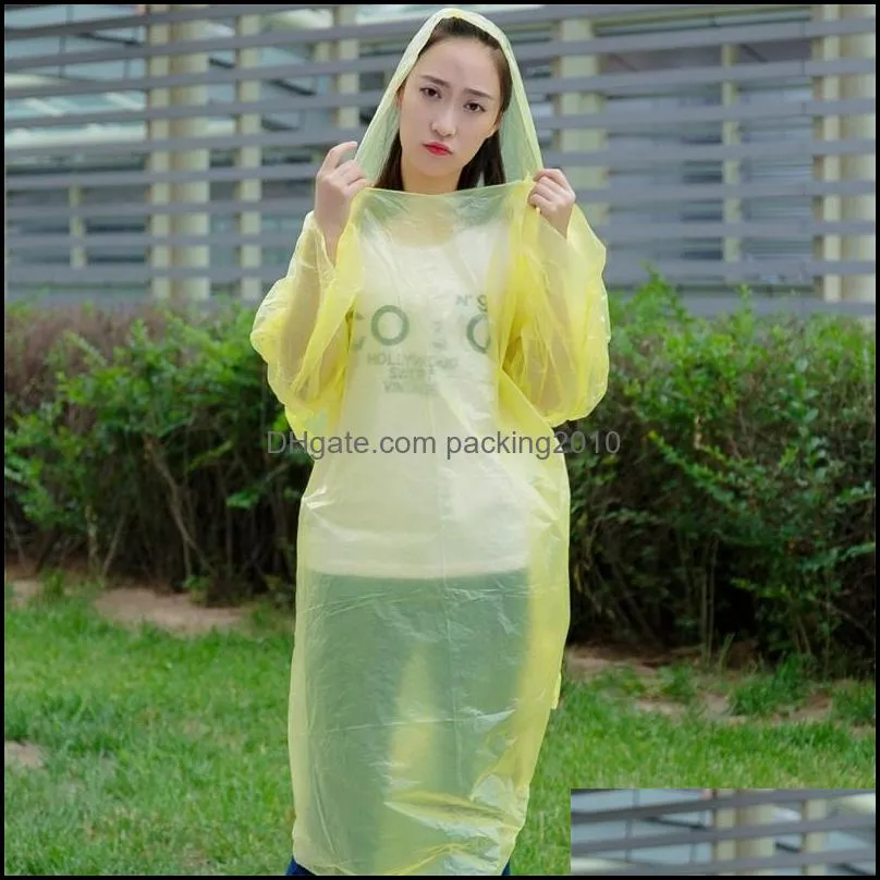 extra large size disposable raincoat hood cap pe solid color outdoor rafting poncho rainwear adult rain coat wholesale 0 6fsa e19