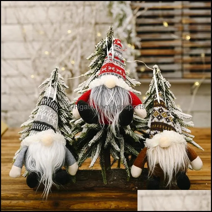 gnomes beard tree pendant doll christmas party knitted creative plush toys christmas garden ornaments santa xmas supplies 5 5gl3 q2