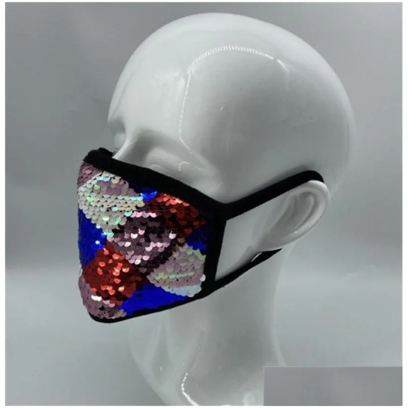 dustproof mermaid sequins face mask polychromatic faces masks men and women mascarilla summer trend good looking pretty shipping 3rm