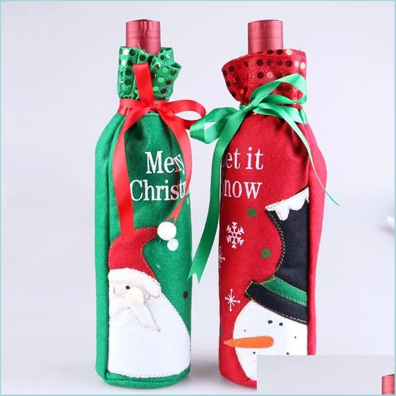 snowman wine bottle bags christmas theme table decorations articles fashion water bottles cover practical portable pouch 3 7hq zz