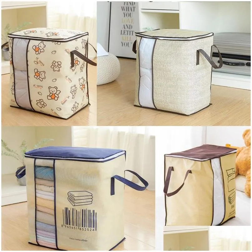 binaural storage bag non woven fabric portable clothing quilt storage bag vertical plate thickening sack 4 6cm o2