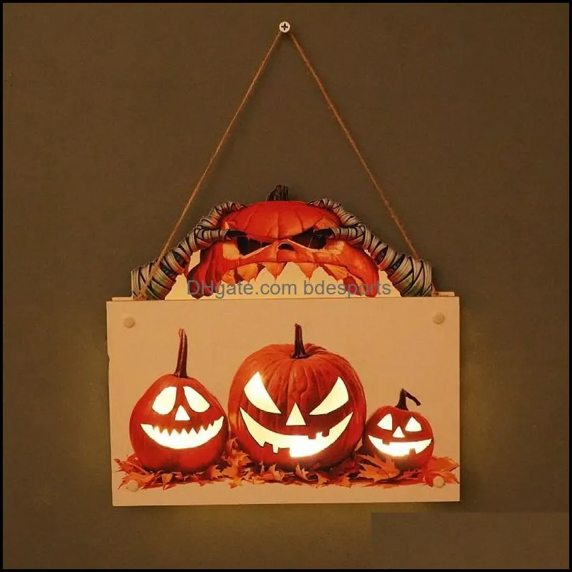 halloween house decor doorplate night light party supplies festival wall crafts decorative pendant pumpkin lantern accessories 14 8yf