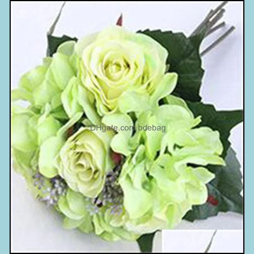 bride fake flowers hand tied bouquet rose simulation silk artificial flower plants for wedding favors party bardian 15yb dd