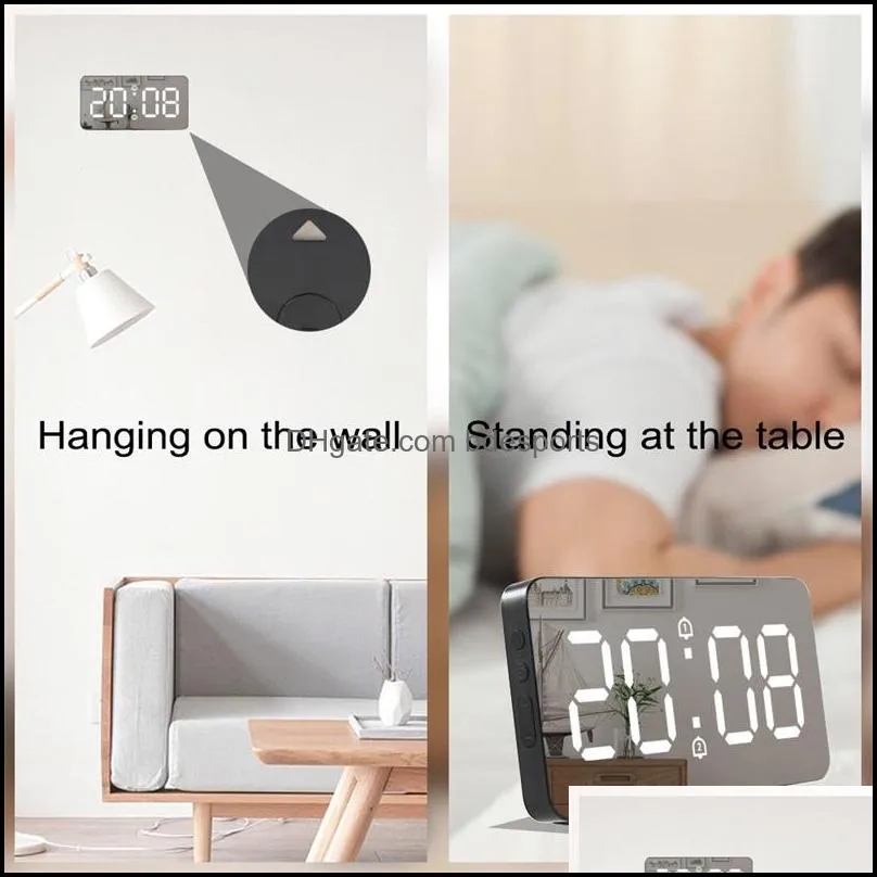 desk table clock led digital alarm clocks makeup mirror electronic timer snooze temperature display home decoration 5381 q2