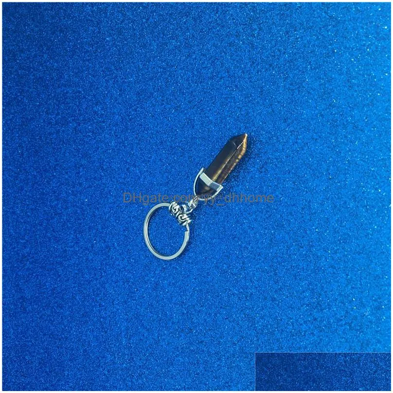 fashion chakra hexagon prism natural stone keychain key ring handbag hangs fashion jewelry gift