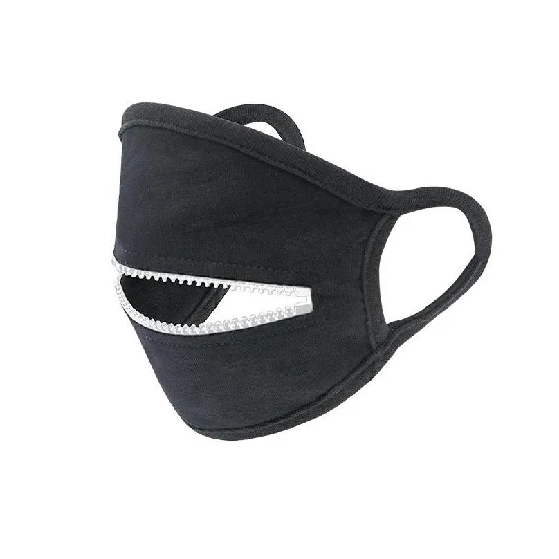 black zippers mascherine cotton dust face mask cycling smoke protective fashion respirator washable kids adults in stock 6jh c2