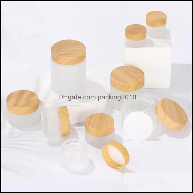 frosting glass wax jar wood grain cover waxs container face cream separate bottling toiletries cosmetic jars 2 7yc e2