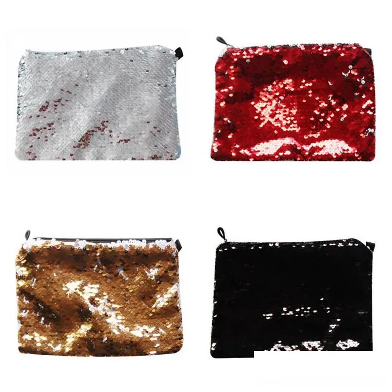 sublimation blank women cosmetic bag lady fashion portable mermaid sequins coin purse thermal transfer printing 5 5yj j2