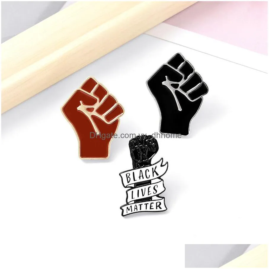 enamel hand fist brooches pins red black fists lapel pins tops bags dress badge for women men fashion jewelry