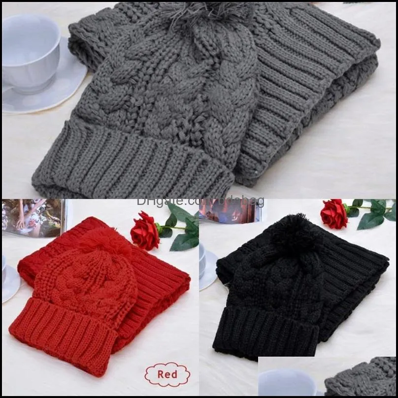 keep warm winter scarf women knitting hairy ball caps twist pattern windbreak cold proof 20dr f2