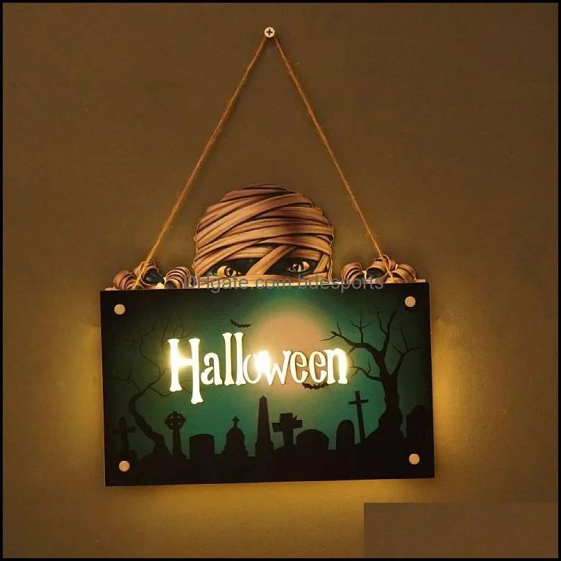 halloween house decor doorplate night light party supplies festival wall crafts decorative pendant pumpkin lantern accessories 14 8yf
