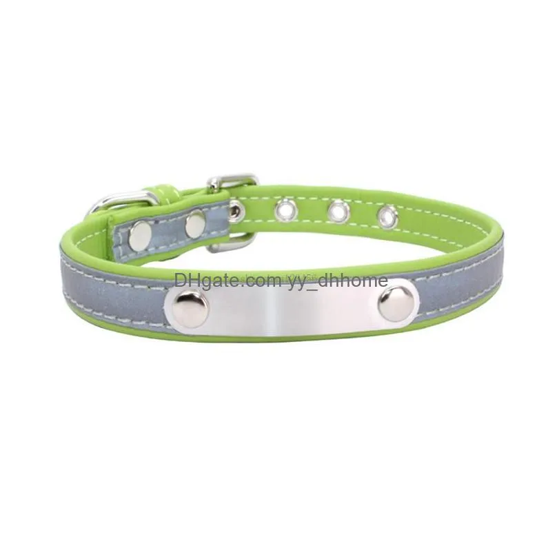 safe reflect light dog collar adjustable leather pin buckle collars neck pet dog supplies small to large