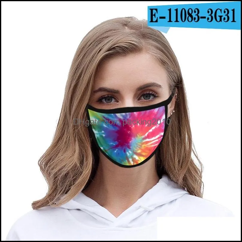 tie dyed gauze mask 3d ice silk cloth dustproof breathing mascarilla sport ski reusable washable hanging facemask fashion printing 2 2mld