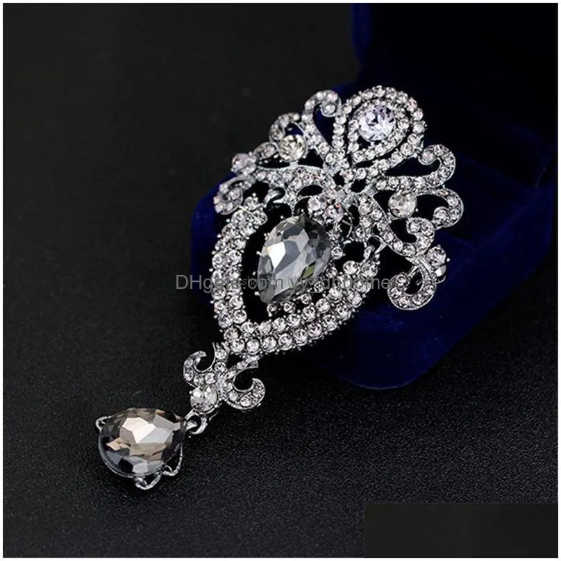 fashion diamons crown drop brooches pins corsage scarf clips engagement wedding brooch for women men fashion jewelry