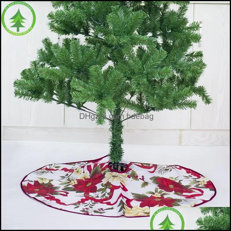 christmas decorations tree skirt cartoon printing decoration trees dress santa claus head flowers pattern skirts arrival 12 5xb l1