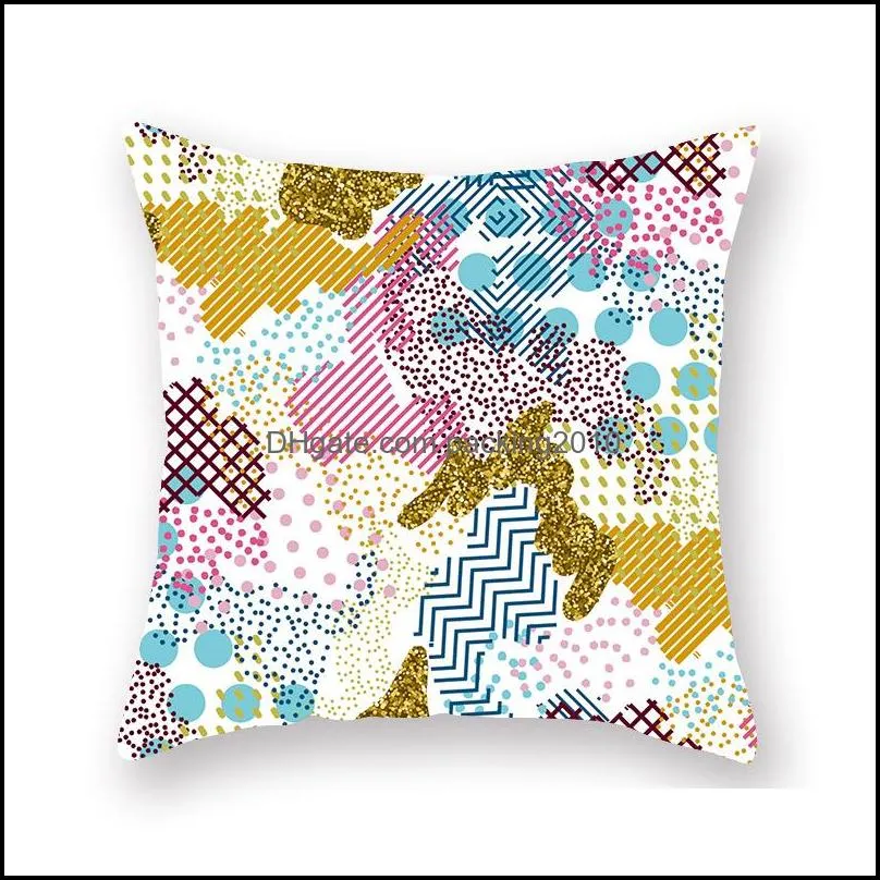 watercolor geometry pattern pillowslips case peach velvet golden color car pillowcase household sofa bed cushion cover 4sxb l1
