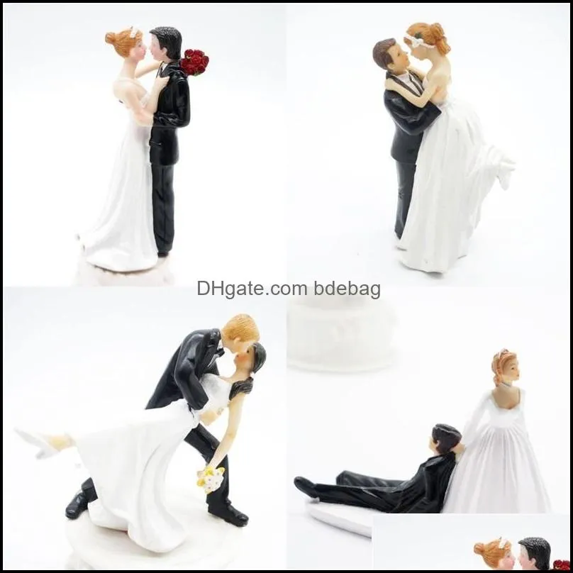 practical table centerpieces wedding decorations ceremony cake ornament groom bride couple figurine resin doll easy carry small 15zh