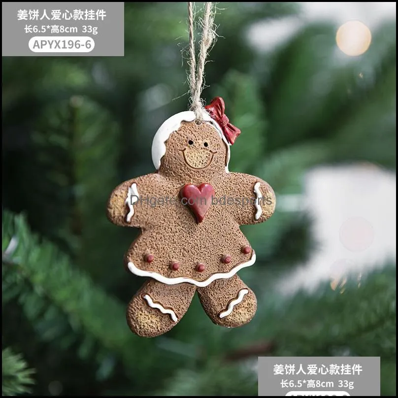 christmas tree ornaments cute gingerbread man pendant creative resin home party decor novelty festival gifts 6 9gh d3