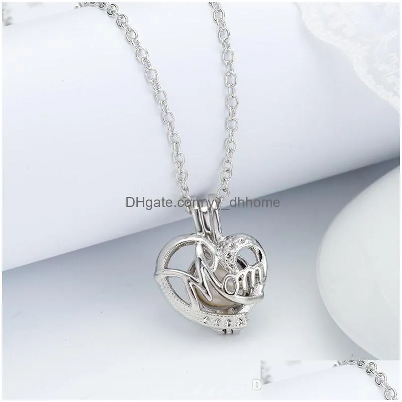 love wish pearl necklace cages locket hollow out oyster pearl heart pendant necklaces wolf dog bear elephant charm diy jewelry