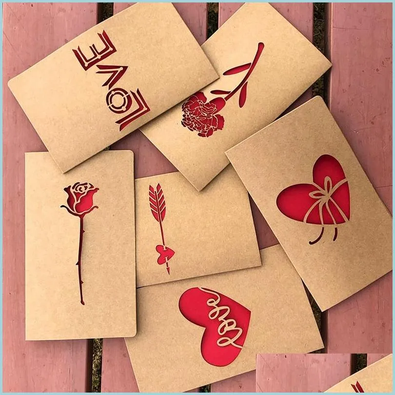 retro laser wedding invitation for mother day valentine greeting cards rectangle kraft paper blessing card high quality 0 95mg bb