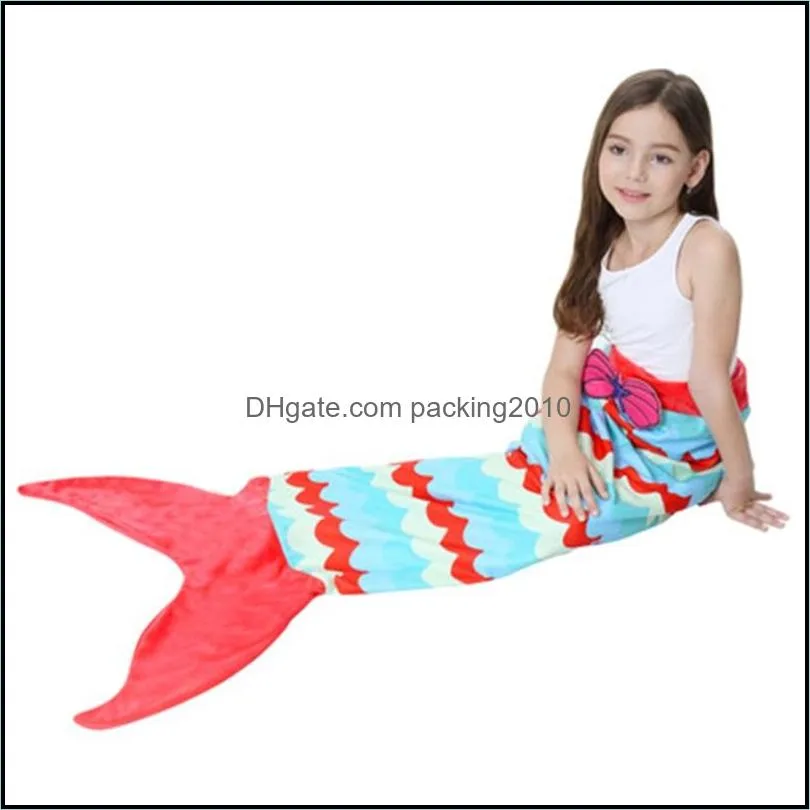 mermaid scale blankets with tail sleeping blanket pattern wave double layer velvet material children like beach towel fashion 43tsh1