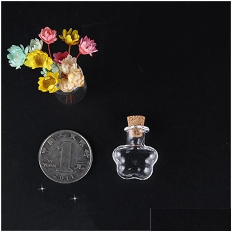 mini wishing glass bottles transparent small cork stopper heart shaped round drifting bottle containers pendants simple decorate 0 99jd