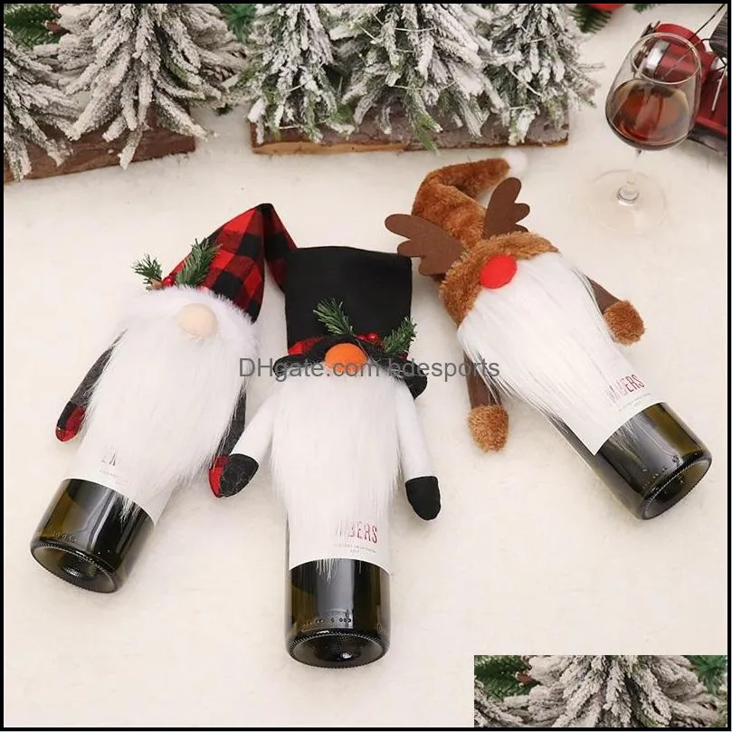 christmas party supplies cute christmas hats elk hat faceless old man wine bottle cover xmas gifts table home decor 6 2mg d3