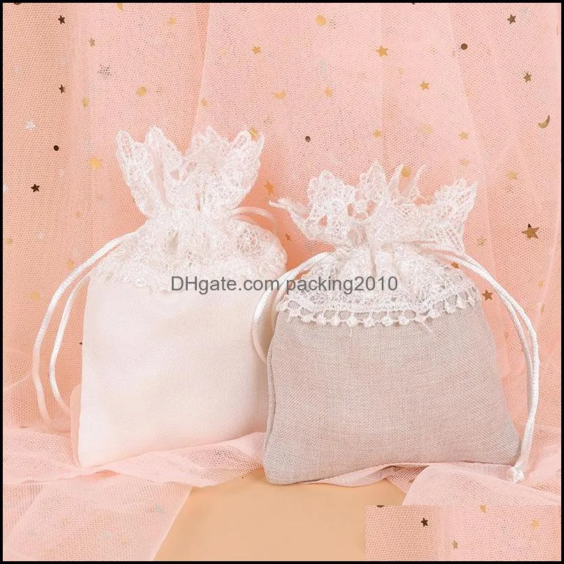 wedding lace candy drawstring packing bag jewelry gift wrap bags souvenir embroidery white 1 46xz q2