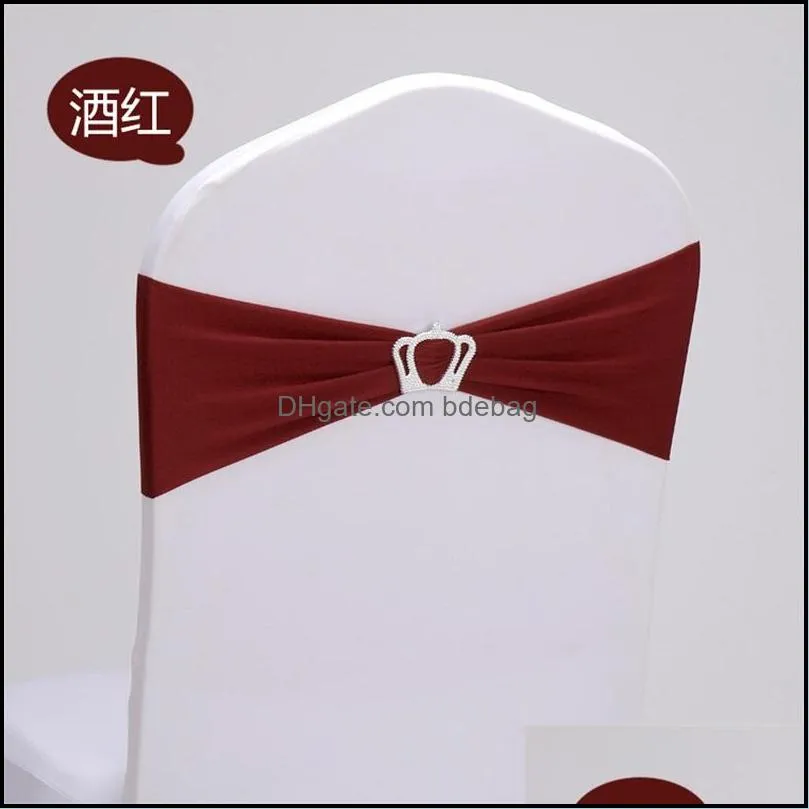 chair sash cover untied type bow sleeve buckle elastic force decor ation drill buckle back crown bandage factory direct selling 1 35xm
