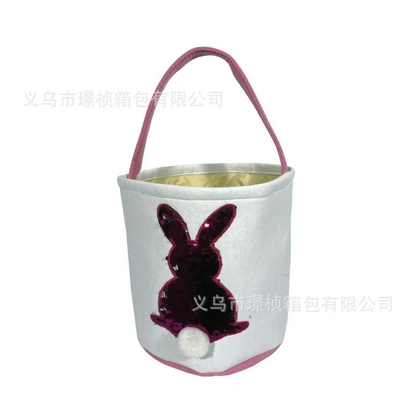 rabbit embroidery sequins basket diy multi color baskets easter fashion children bucket portable 11 8jz p2