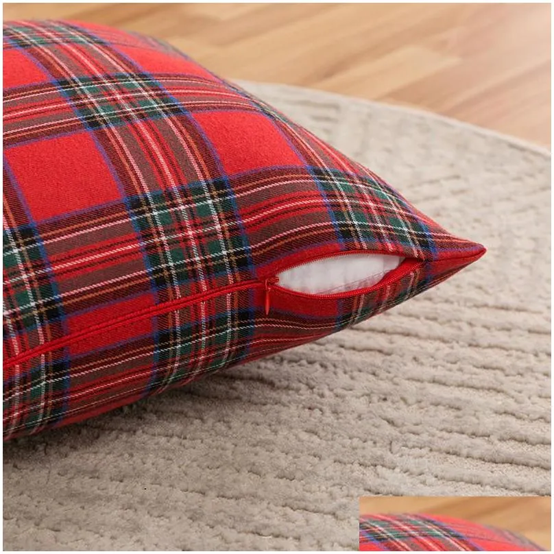 cushion/decorative pillow 45x45cm christmas square cushion cover plaid print cases sofa seat bed throw pillowcase vintage home