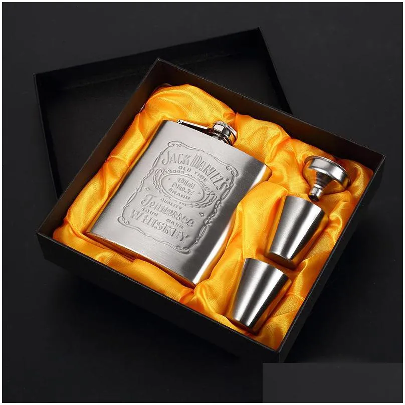 Ensemble de bouteilles de vin portables en acier inoxydable, petite  bouteille de 7oz avec verre à vin, entonnoirs, contenant de whisky, alcool,  cadeau