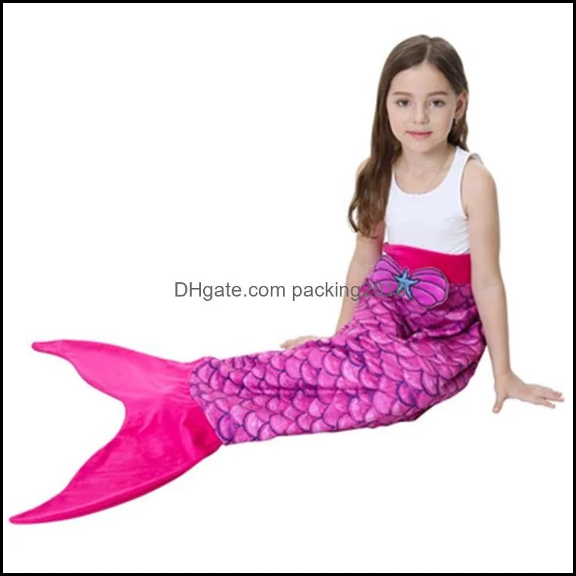 mermaid scale blankets with tail sleeping blanket pattern wave double layer velvet material children like beach towel fashion 43tsh1