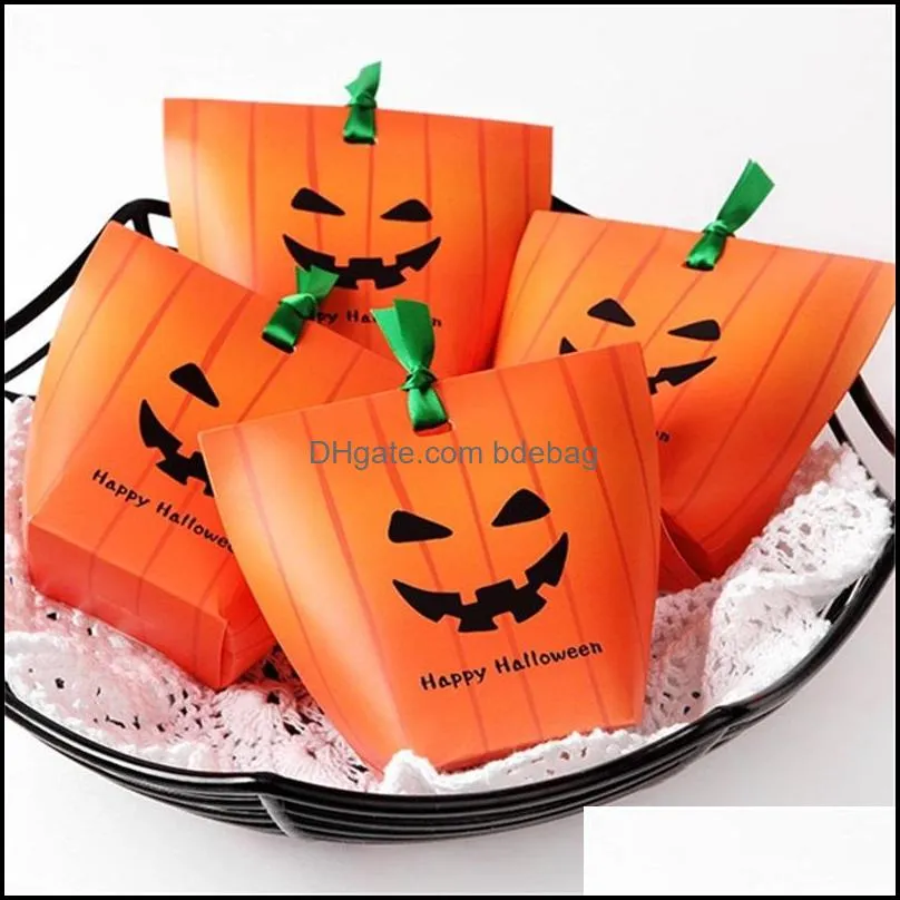 gift boxes wrap halloween orange terror human head packing candy box bag portable mini number paper pouchfactory direct selling 0 35hv