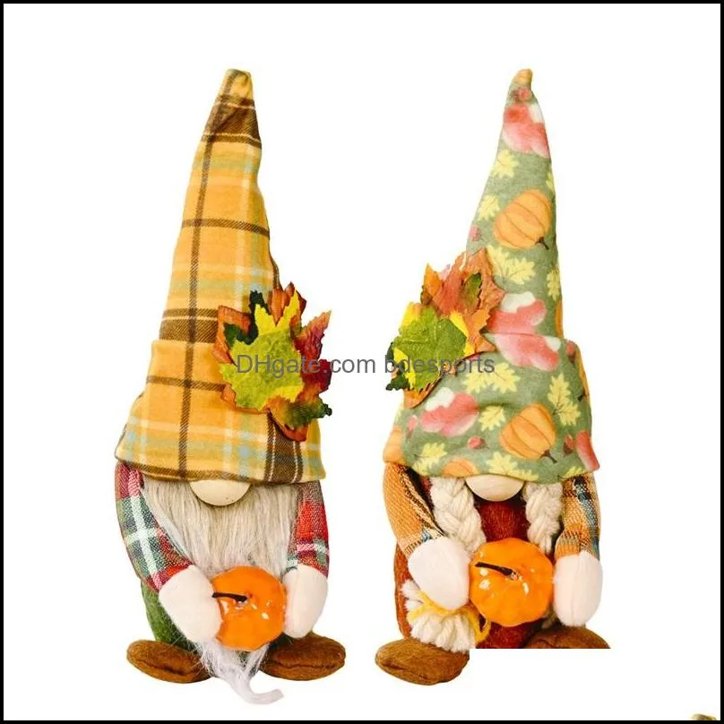 pumpkin hat rudolph faceless doll autumn maple leaf party gnomes elf toys thanksgiving festival decorations supplies for home hotel market 9hb