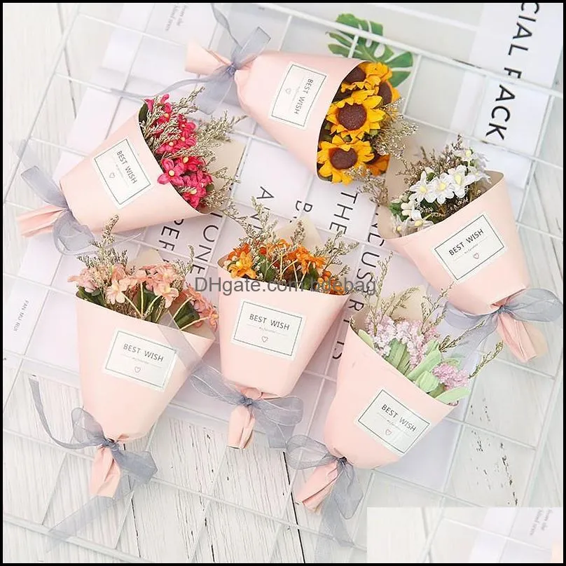 multi colors natural bouquet wedding valentines day gift simulation flower mini dried flowers souvenir wish 5 4mr ii