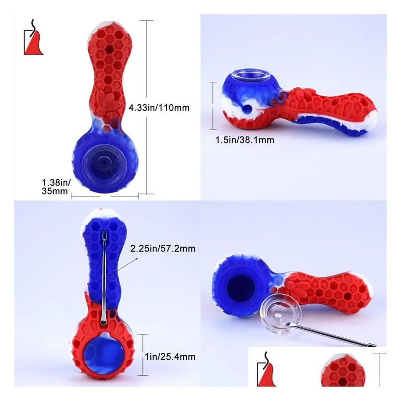 4 inch mini spoon pipes smoking bubbler dab water pipe tobacco hand pipe silicone pipes glass pipe ultimate tool oil herb hidden bowl