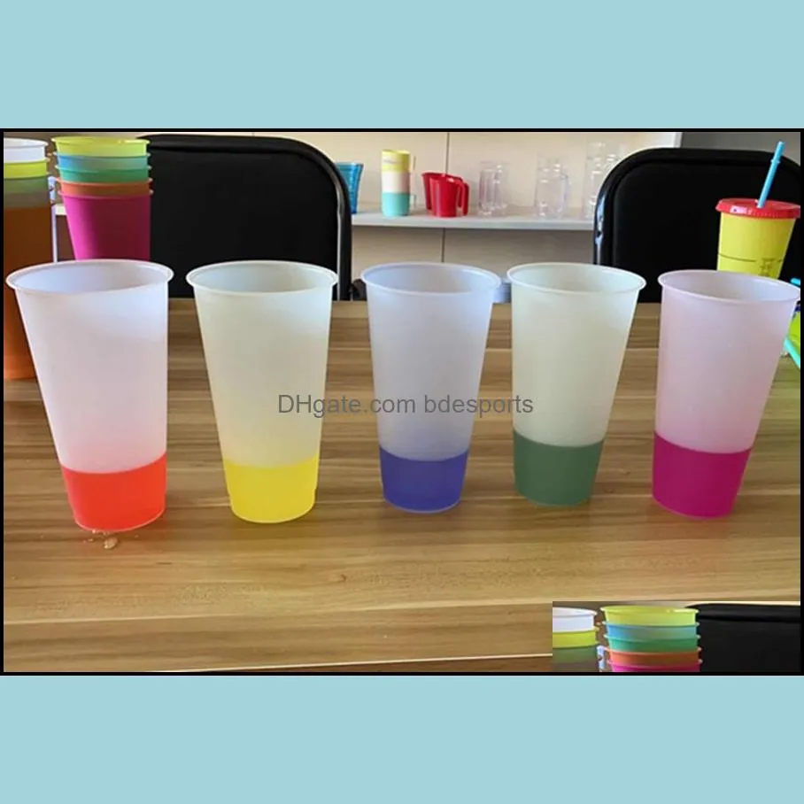 cheapest24oz color changing cup clear color plastic drinking tumblers colors reusable cold drinks cup magic coffee beer mugs 78 s2