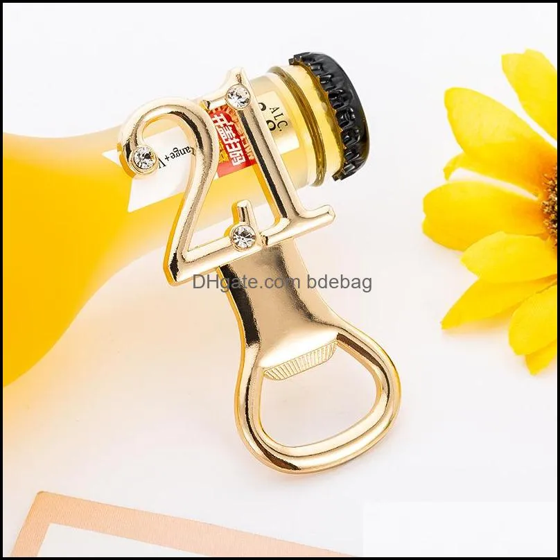 gold plated bottle opener 15 21 50th 60th number golden wedding beer opener birthday present party gifts with different numbers 3lt j1