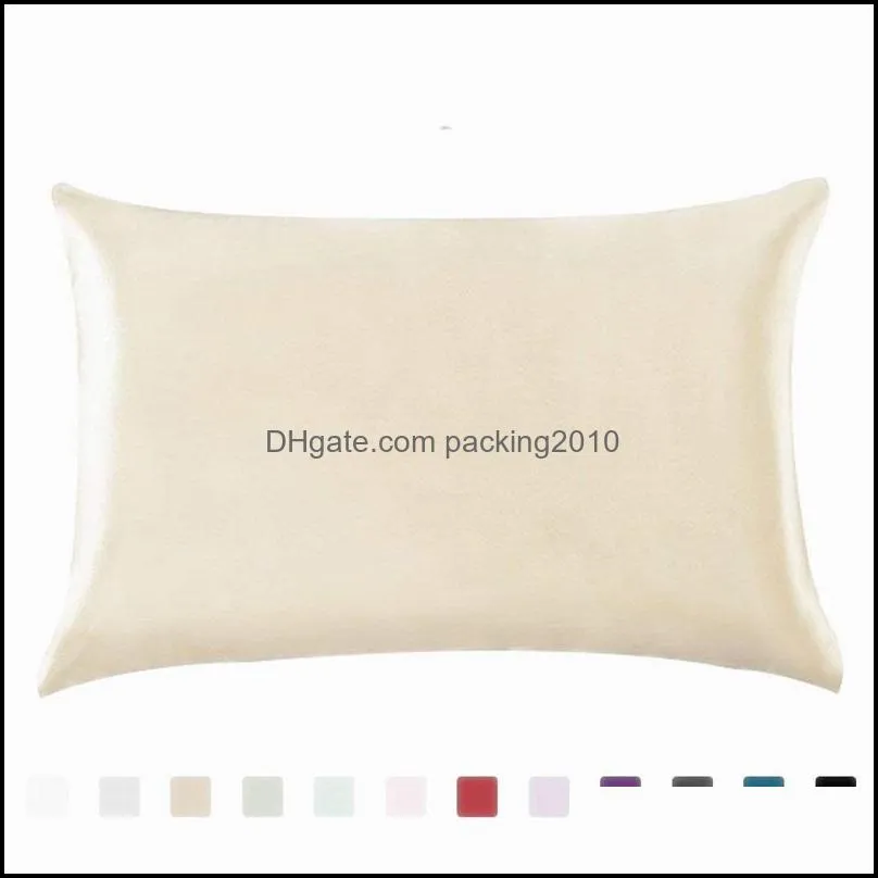 pillow case satin pure color silk cushion single person pillows single packing simplicity cover factory direct selling 7 91xx p1