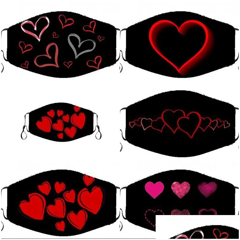 funny face mask dustproof pluggable red love black printing dustproof no filter woman man mouth masks winter 3 5hm k2