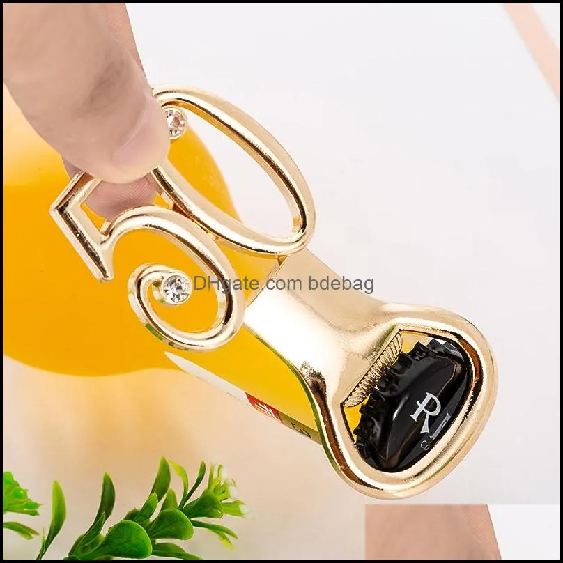 gold plated bottle opener 15 21 50th 60th number golden wedding beer opener birthday present party gifts with different numbers 3lt j1